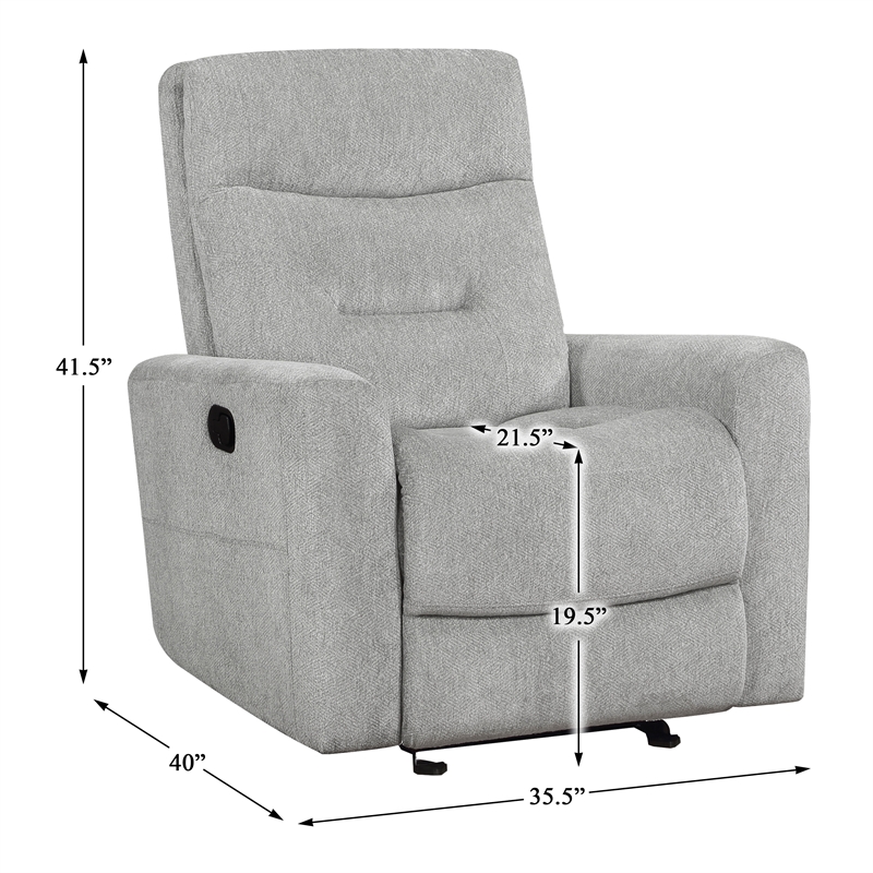 Lexicon Lyndon Chenille Glider Reclining Chair in Gray