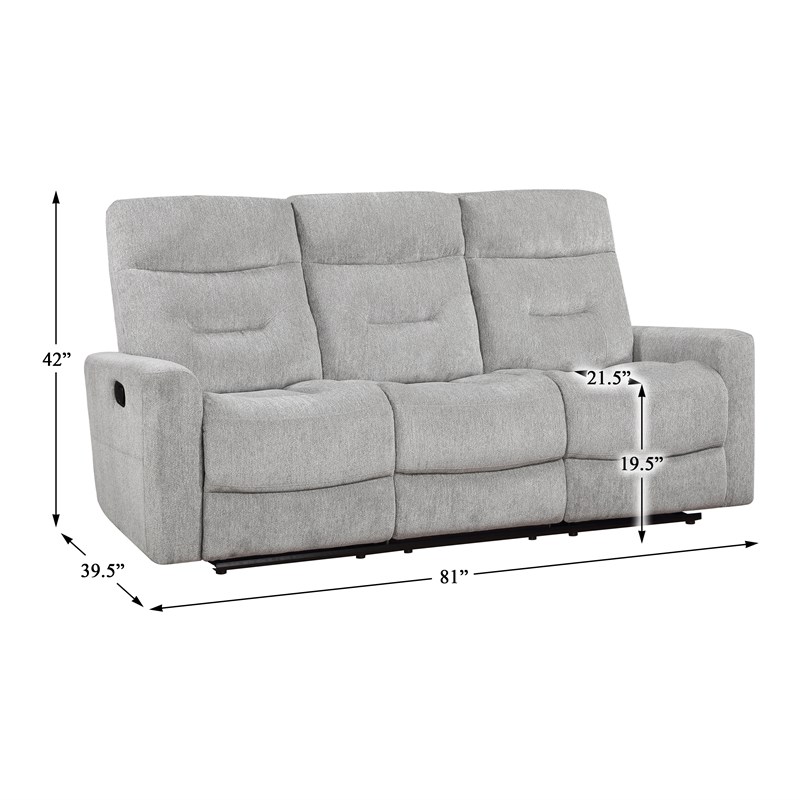 Lexicon Lyndon Chenille Double Reclining Sofa in Gray