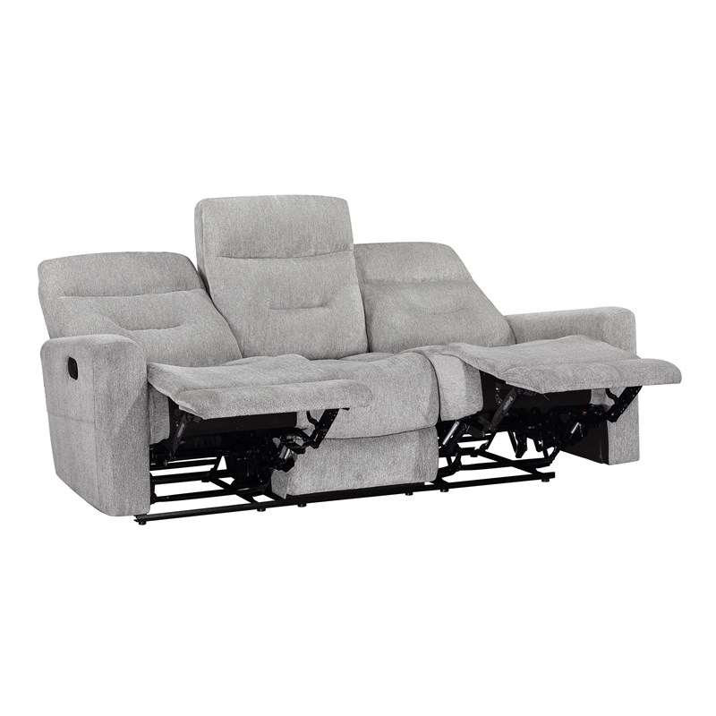 Lexicon Lyndon Chenille Double Reclining Sofa in Gray