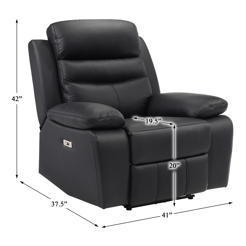 Lexicon Hancock Leather Power Reclining Chair in Black