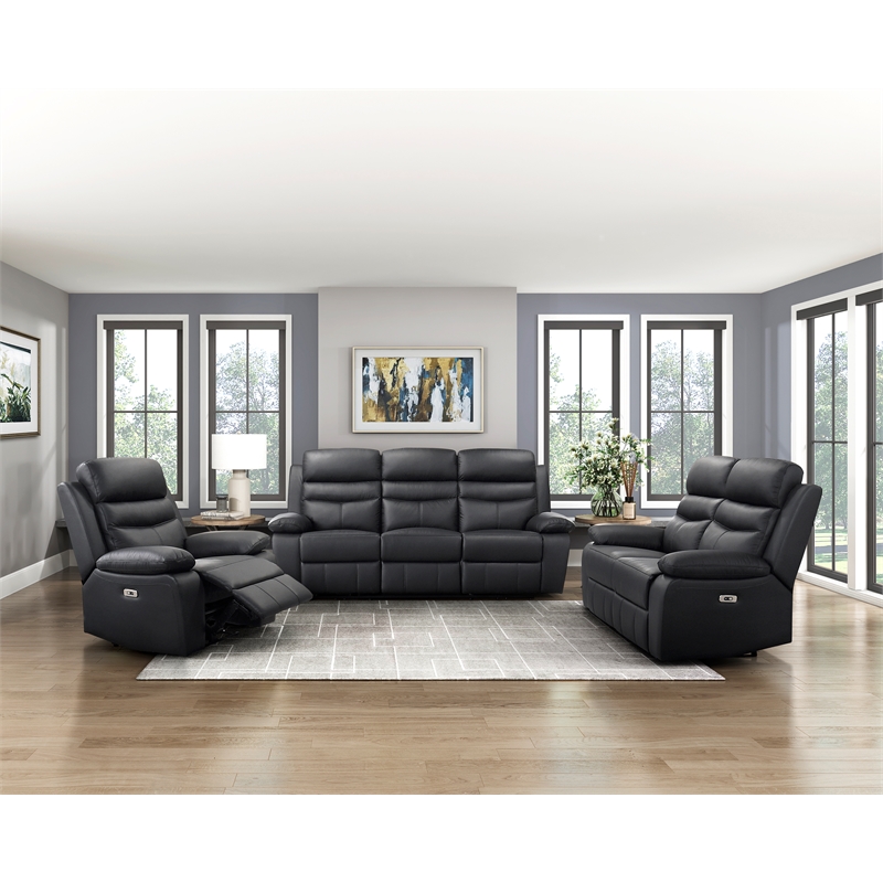 Lexicon Hancock Leather Power Reclining Chair in Black