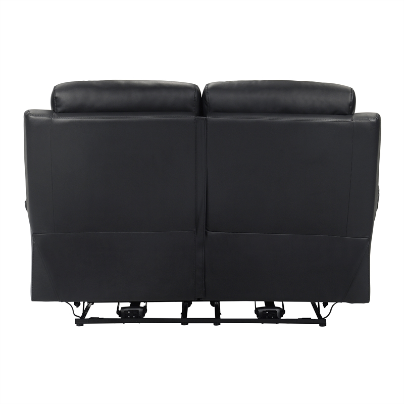 Lexicon Hancock Leather Power Double Reclining Love Seat in Black