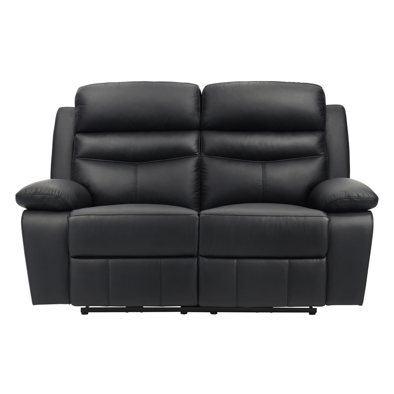 Lexicon Hancock Leather Power Double Reclining Love Seat in Black
