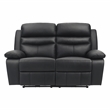 Lexicon Hancock Leather Power Double Reclining Love Seat in Black