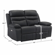 Lexicon Hancock Leather Power Double Reclining Love Seat in Black
