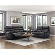 Lexicon Hancock Leather Power Double Reclining Love Seat in Black