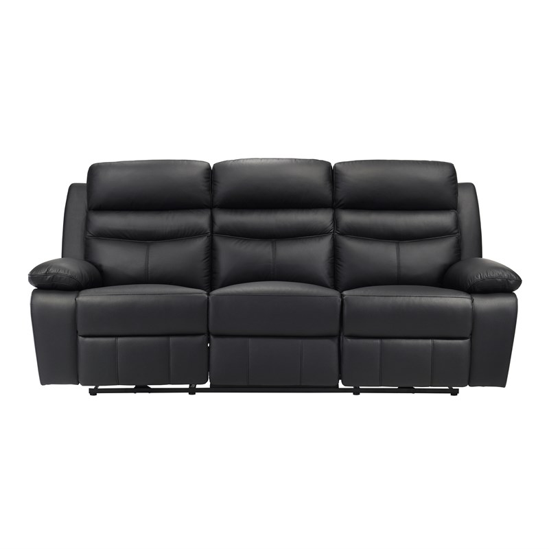 Lexicon Hancock Leather Power Double Reclining Sofa in Black