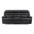 Lexicon Hancock Leather Power Double Reclining Sofa in Black