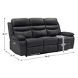 Lexicon Hancock Leather Power Double Reclining Sofa in Black