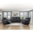 Lexicon Hancock Leather Power Double Reclining Sofa in Black