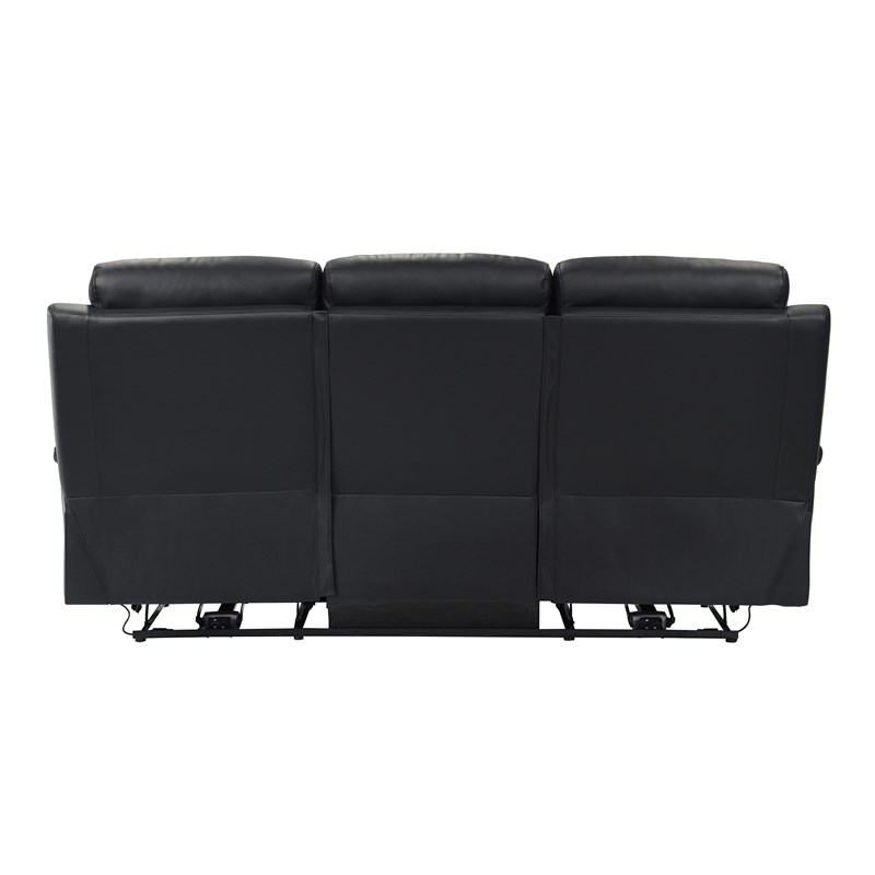 Lexicon Hancock Leather Power Double Reclining Sofa in Black