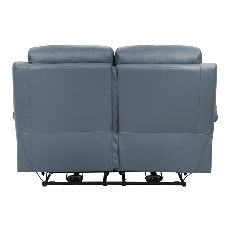 Lexicon Hancock Leather Power Double Reclining Love Seat in Blue