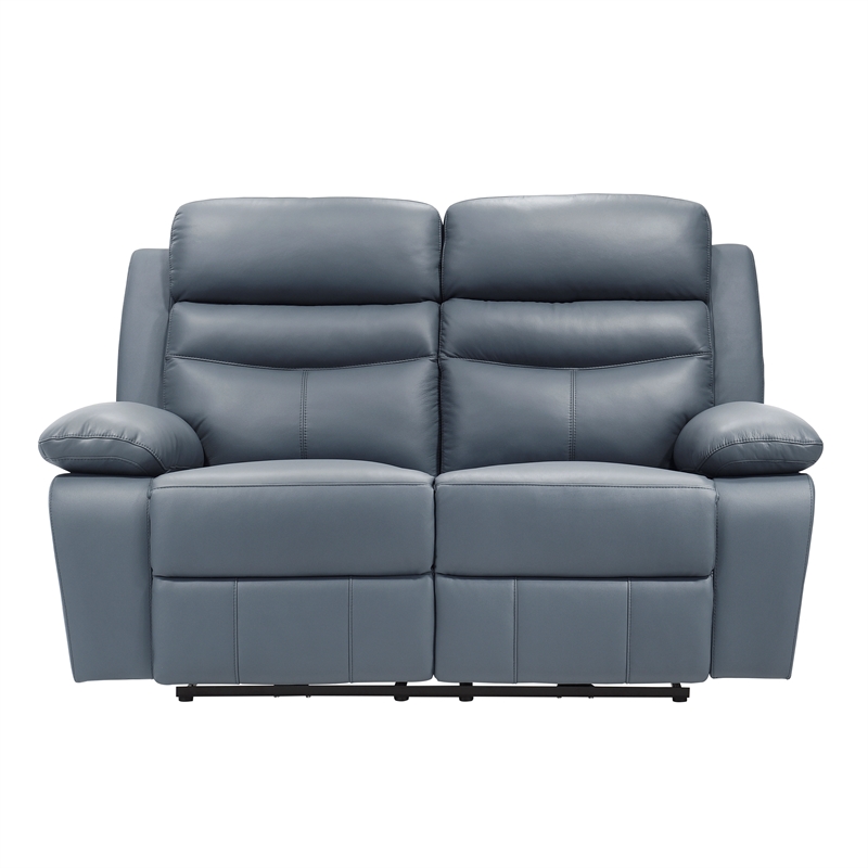 Lexicon Hancock Leather Power Double Reclining Love Seat in Blue