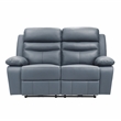 Lexicon Hancock Leather Power Double Reclining Love Seat in Blue
