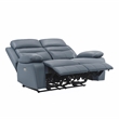 Lexicon Hancock Leather Power Double Reclining Love Seat in Blue