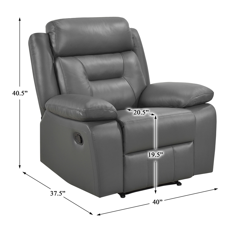 Lexicon Laconia Leather Reclining Chair in Dark gray