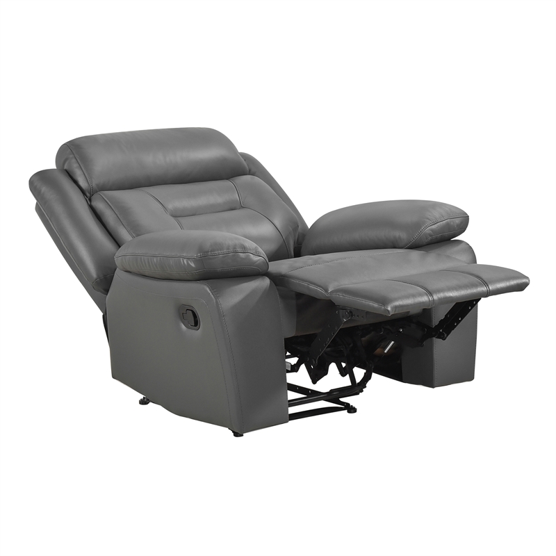 Lexicon Laconia Leather Reclining Chair in Dark gray