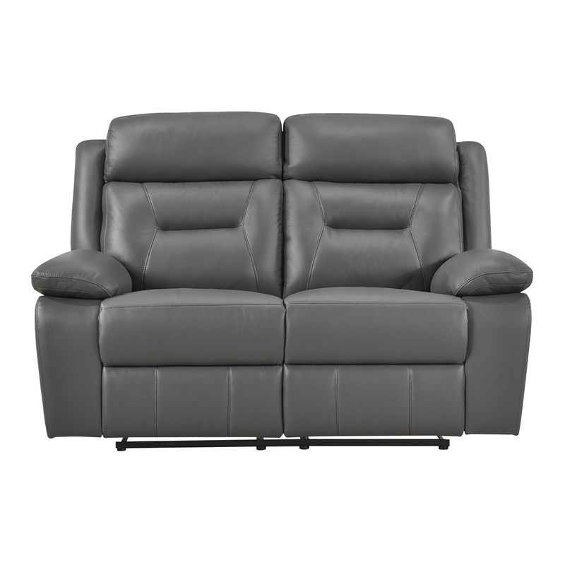 Lexicon Laconia Leather Double Reclining Love Seat in Dark Gray