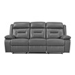 Lexicon Laconia Leather Double Reclining Sofa in Dark Gray