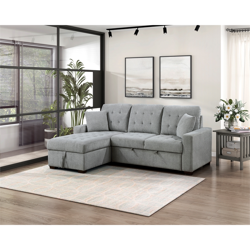 Lexicon Waitsfield 2-Piece Textured Sectional with Left Chaise in Gray