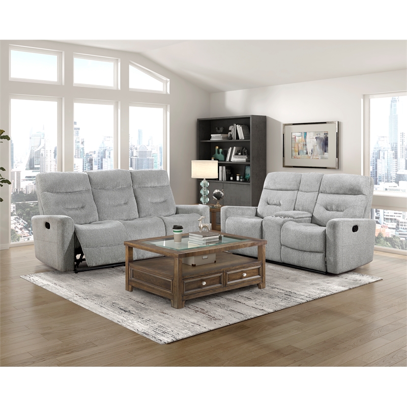 Lexicon Lyndon 2-Piece Chenille Sofa Set in Gray