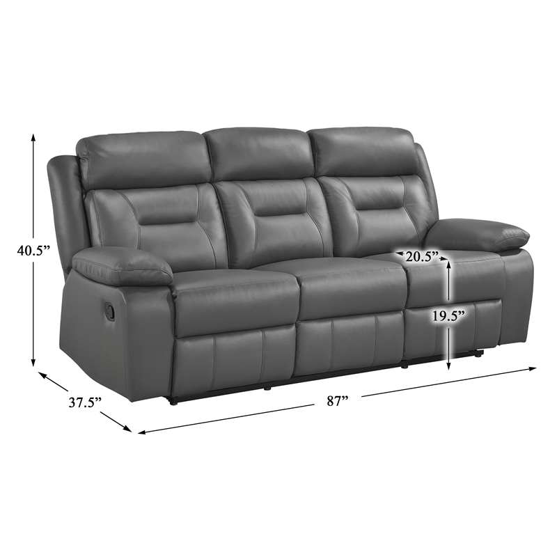 Lexicon Laconia 2-Piece Leather Sofa Set in Dark gray