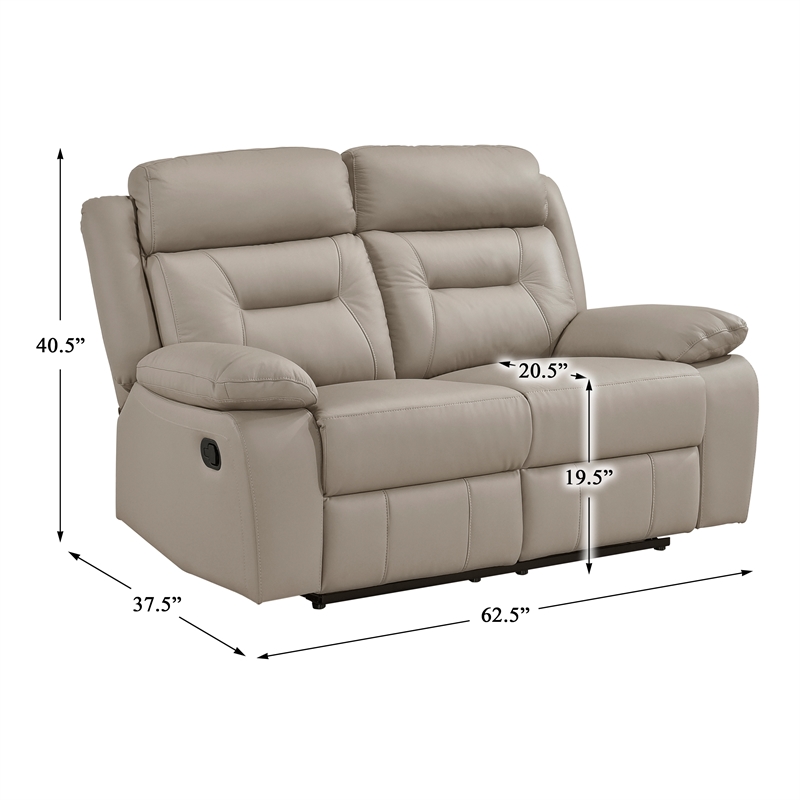 Lexicon Laconia 2-Piece Leather Sofa Set in Latte