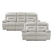 Lexicon Laconia 2-Piece Leather Sofa Set in Silver