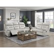 Lexicon Laconia 2-Piece Leather Sofa Set in Silver