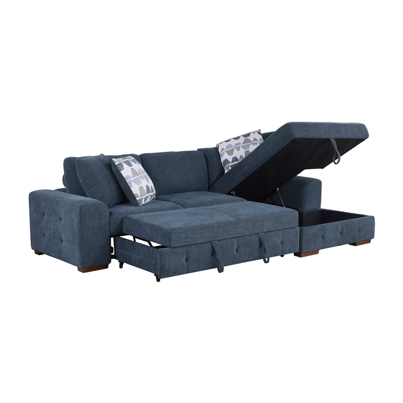 Lexicon Raife 2-Piece Chenille Sectional with Right Chaise in Blue