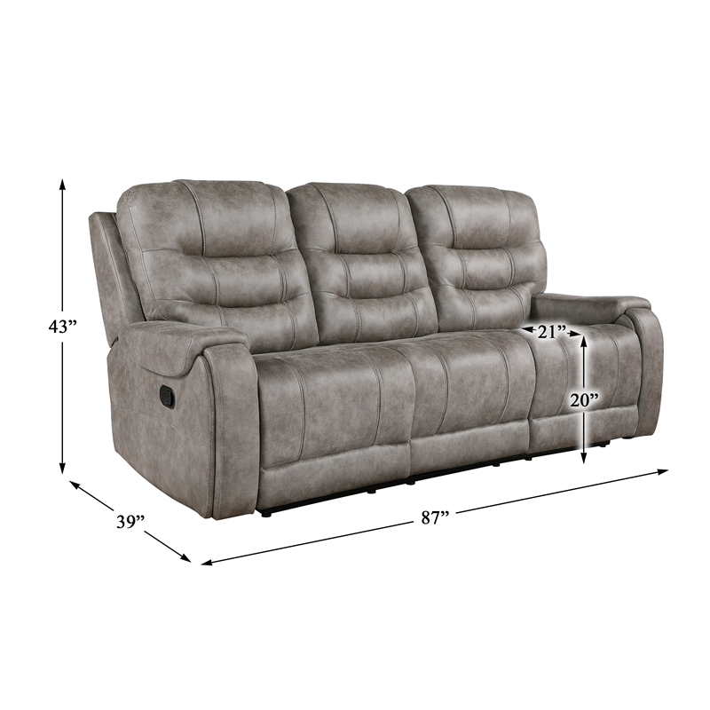 Lexicon Oberon 2-Piece Microfiber Double Reclining Sofa Set in Grayish brown