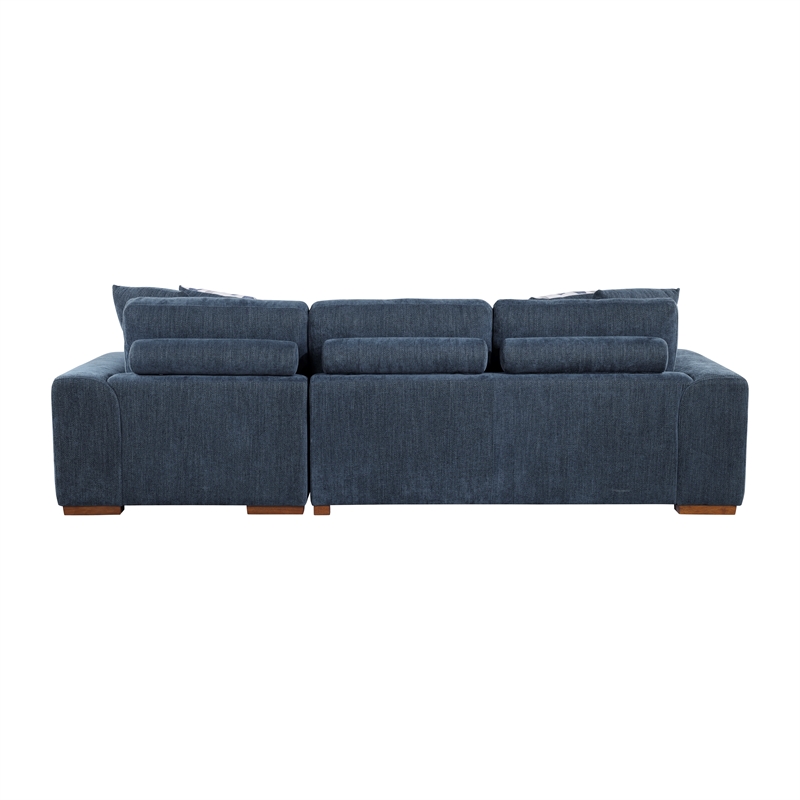 Lexicon Raife 3-Piece Chenille Sectional with Right Chaise and Ottoman in Blue