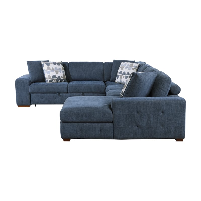 Lexicon Raife 4-Piece Chenille Sectional with Right Chaise in Blue