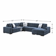 Lexicon Raife 4-Piece Chenille Sectional with Right Chaise in Blue