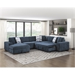 Lexicon Raife 4-Piece Chenille Sectional with Left Chaise in Blue