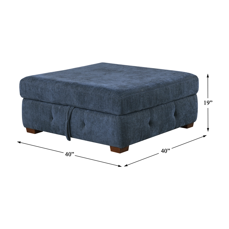 Lexicon Raife 4-Piece Chenille Sectional with Right Chaise and Ottoman in Blue