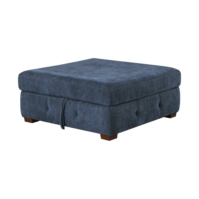 Lexicon Raife 4-Piece Chenille Sectional with Right Chaise and Ottoman in Blue