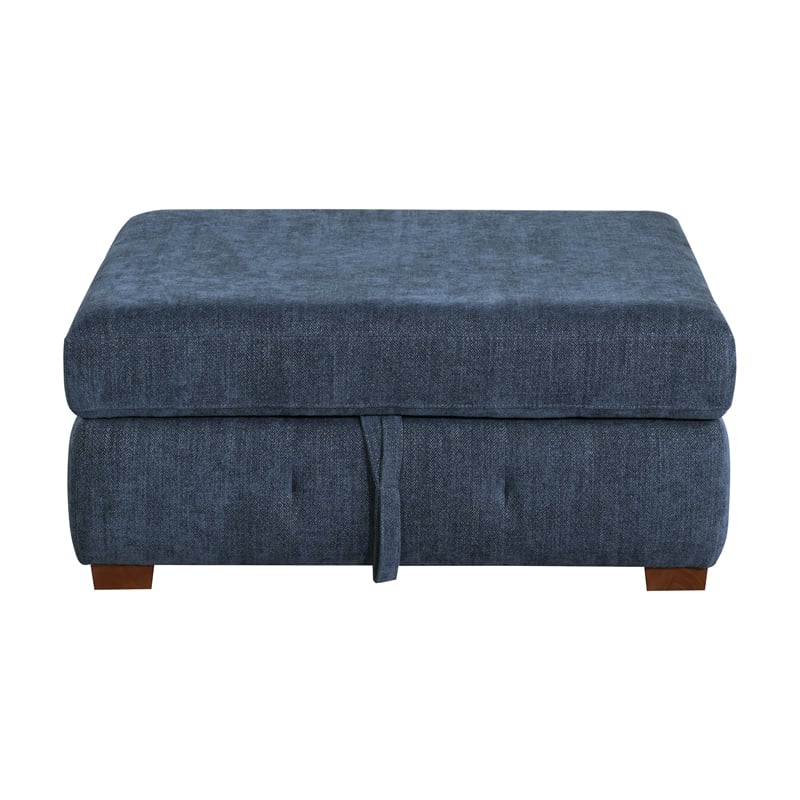 Lexicon Raife 4-Piece Chenille Sectional with Right Chaise and Ottoman in Blue