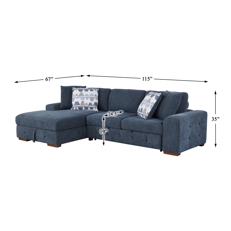 Lexicon Raife 2-Piece Chenille Sectional with Left Chaise in Gray