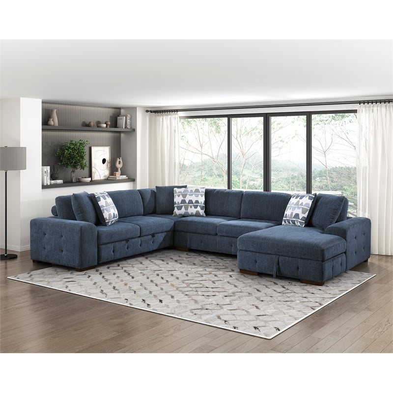Lexicon Raife 4-Piece Chenille Sectional with Right Chaise in Gray
