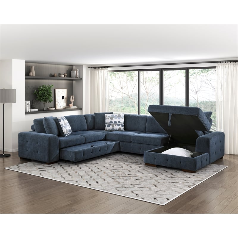 Lexicon Raife 4-Piece Chenille Sectional with Right Chaise in Gray