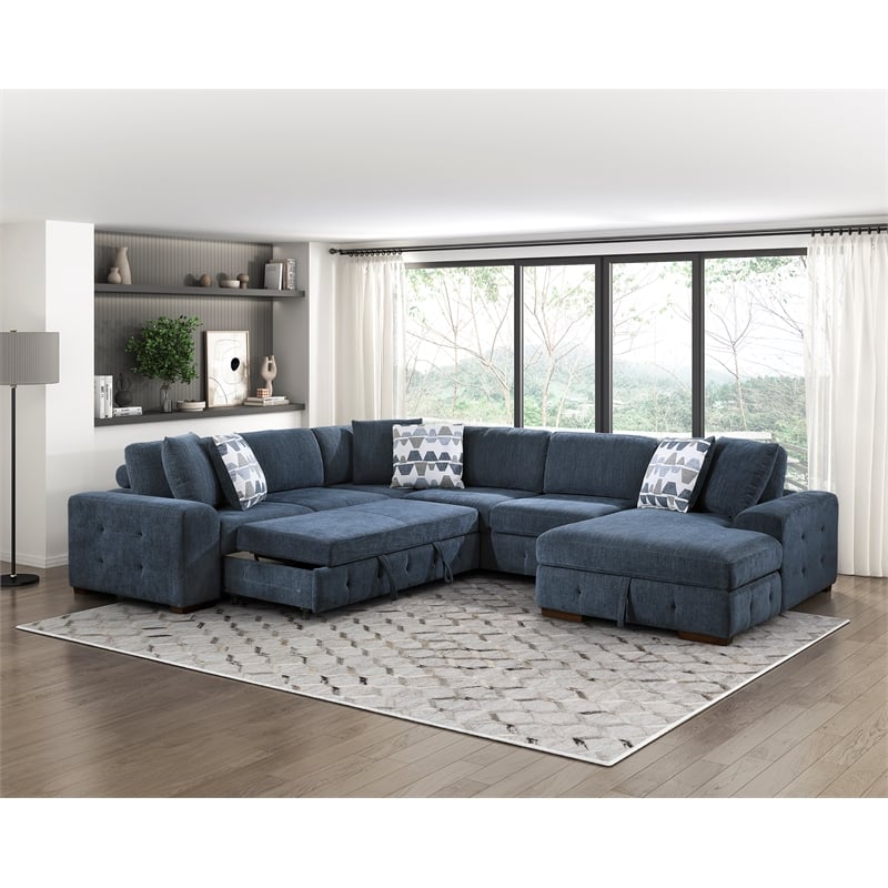 Lexicon Raife 4-Piece Chenille Sectional with Right Chaise in Gray