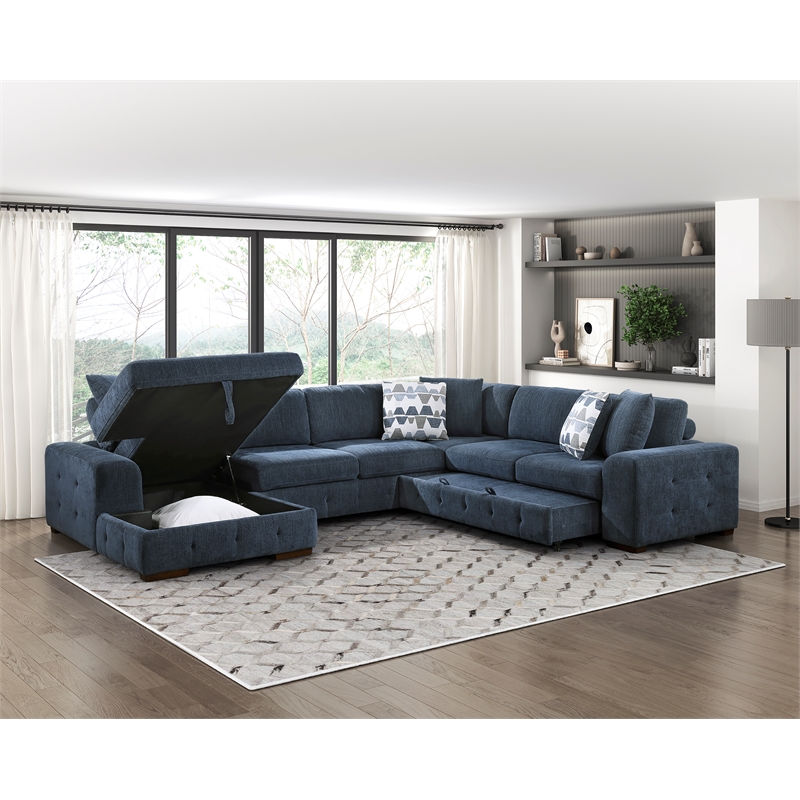 Lexicon Raife 4-Piece Chenille Sectional with Left Chaise in Gray