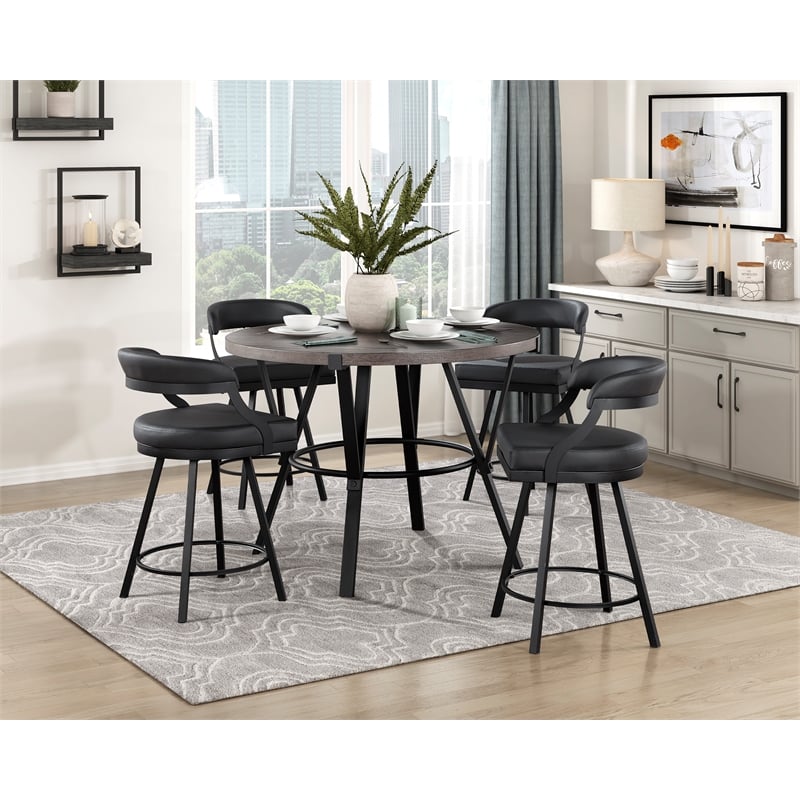 Lexicon Crowley Metal and Wood Counter Height Table in Black