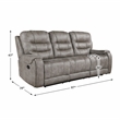 Lexicon Oberon Microfiber Double Reclining Sofa in Grayish brown
