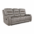 Lexicon Oberon Microfiber Double Reclining Sofa in Grayish brown