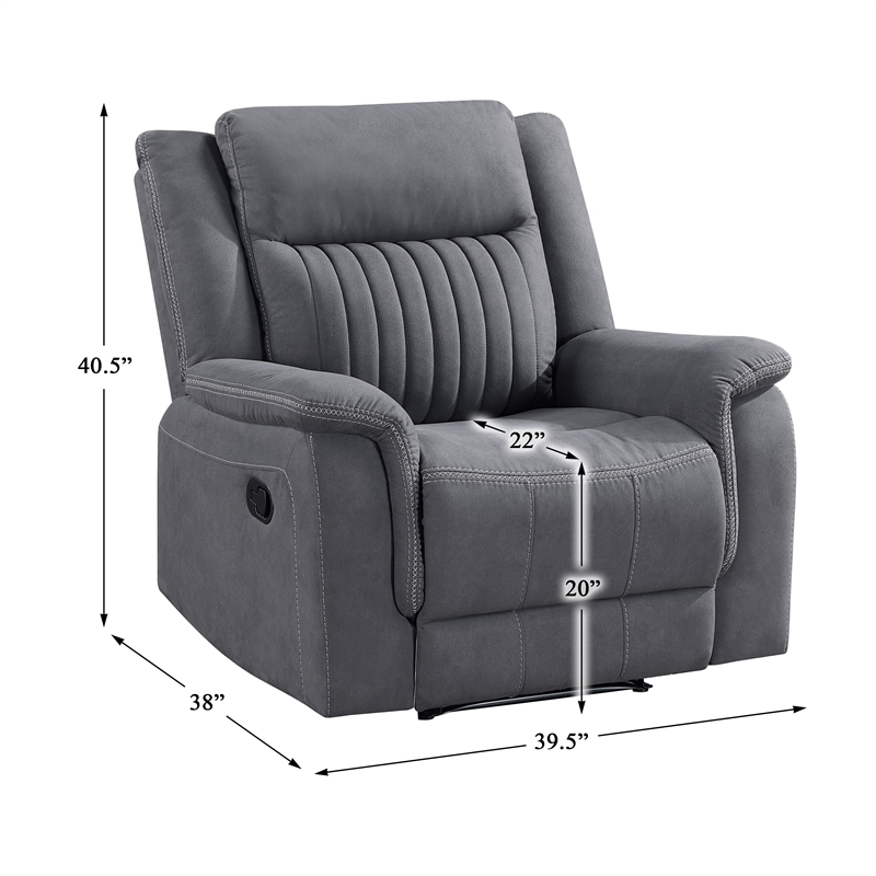 Lexicon Dean Microfiber Reclining Chair in Gray