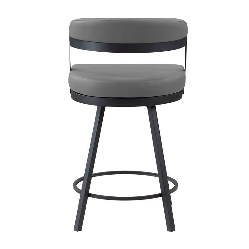 Lexicon Oxton Metal & Faux leather set of 2 Swivel Counter Height Chair in Gray