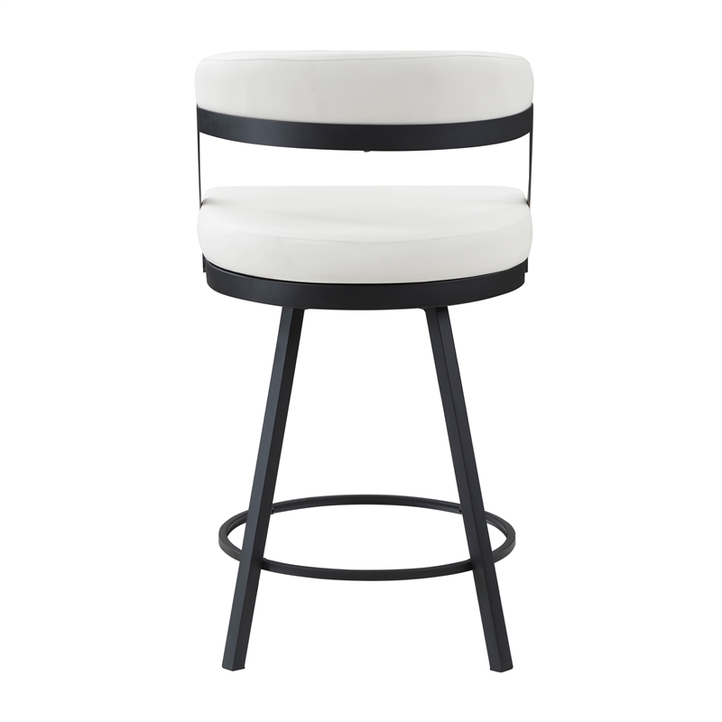 Lexicon Oxton Metal & Faux leather set of 2 Swivel Counter Height Chair in White