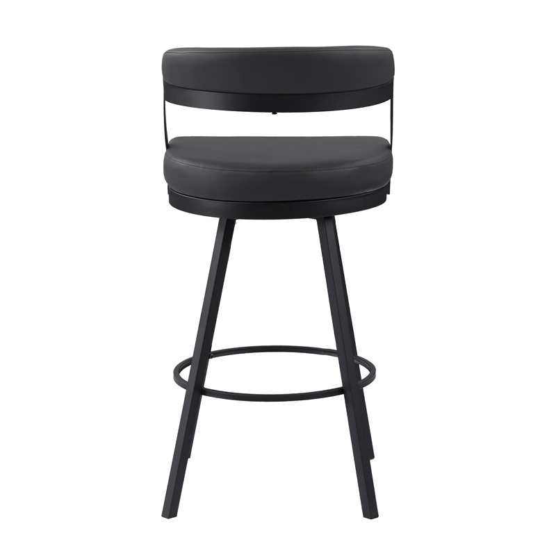 Lexicon Oxton Metal & Faux leather set of 2 Swivel Pub Height Chair in Black